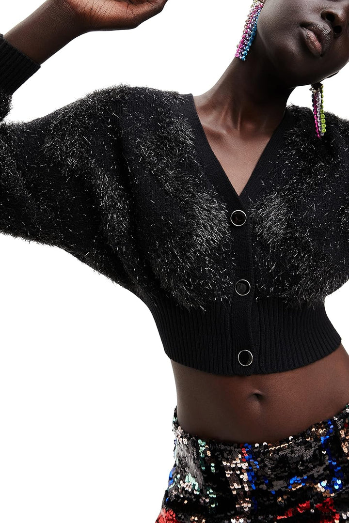Desigual Damen Pullover Sweater M Schwarz, M Schwarz