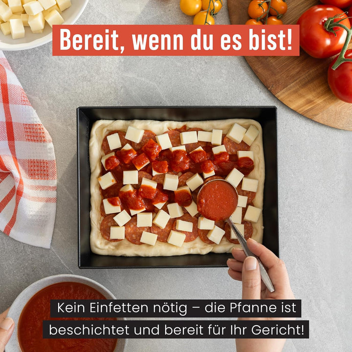 Chef Pomodoro Pizzablech – Pizza Backblech – Pizza Blech – Pizza Pan – Pizzaform rechteckig –Detroit