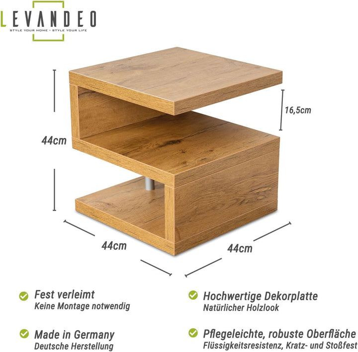 levandeo Couchtisch Sigi Wildeiche Eiche B x H x T: 44x44x44cm Holz Beistelltisch Keine Montage Fest