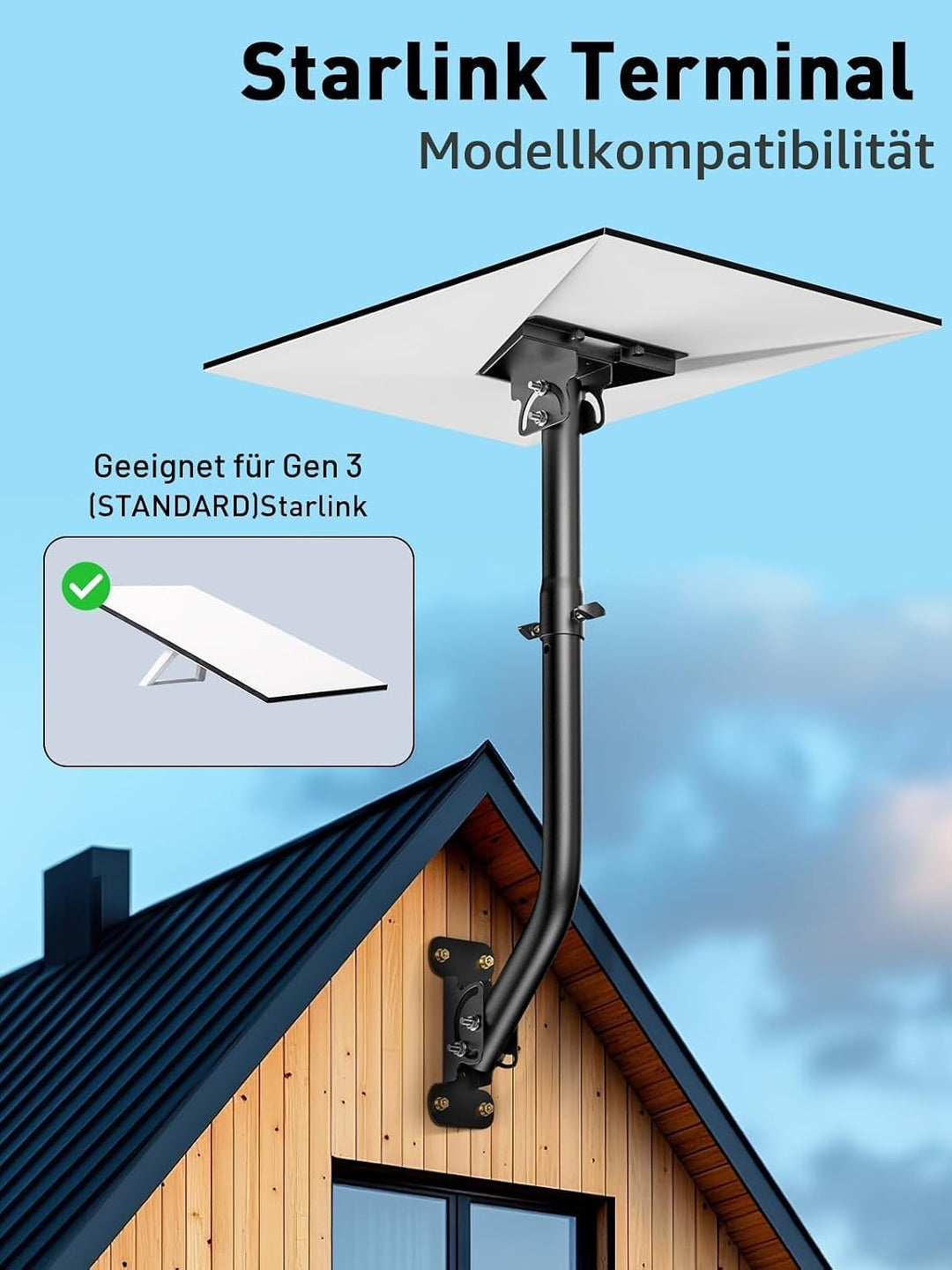 Starlink Gen 3 Halterung, 360° Verstellbare V3 Starlink Wandhalterung, Starlink Gen3 Mast-Montagekit