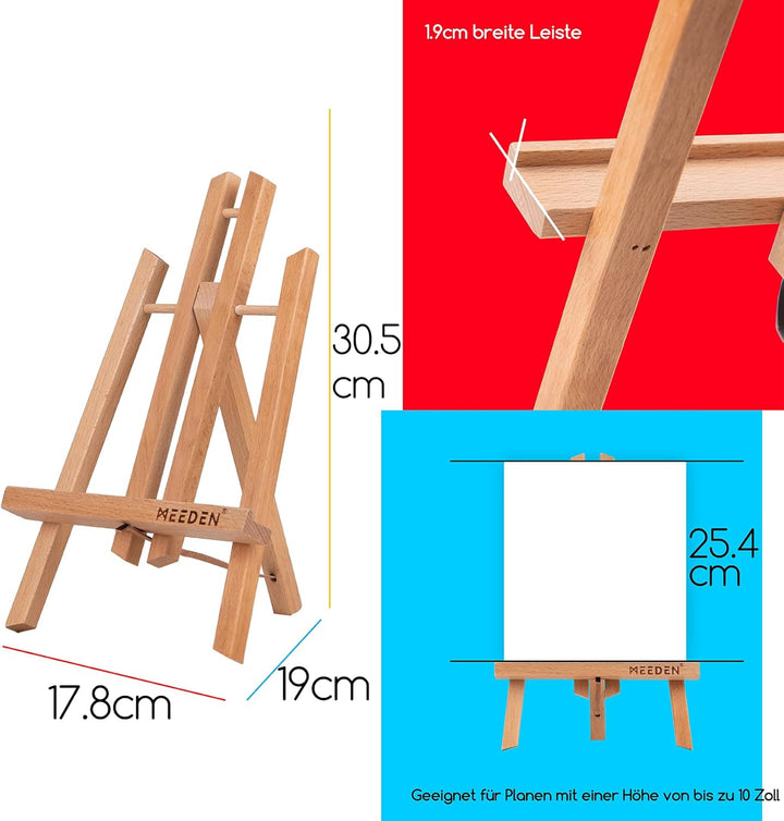 MEEDEN 12 Stück Tischstaffelei Holz, 30 cm Display Staffeleien, Kinder Staffelei Tisch, Bild Ständer