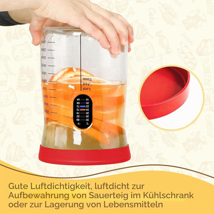 Coco Bird Pro Sauerteig Starter Set – 1,5L Grosses Sauerteig Glas mit 17 Rezepten – Sauerteigstarter