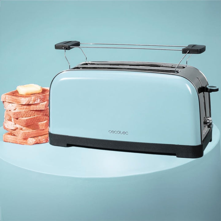 Cecotec Toastin' time 850 Blue Long Vertikaler Toaster, 1 Schlitz, 850 W, 2 Brotscheiben, breiter Sc