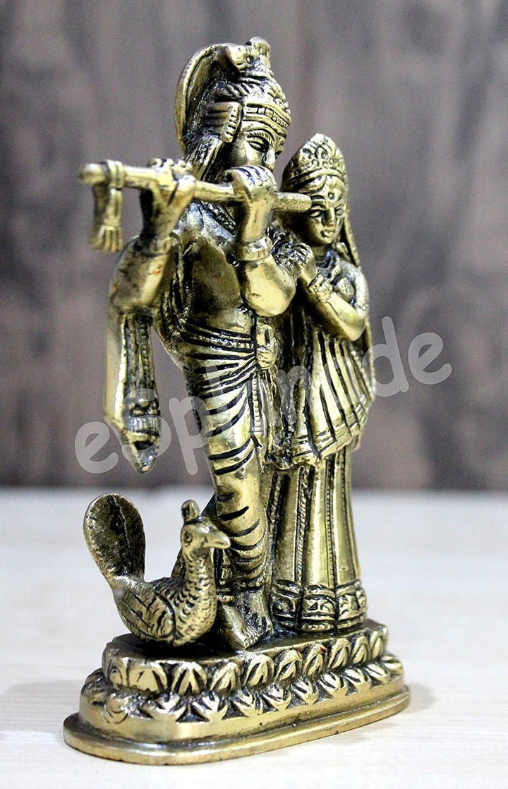 StonKraft Beste Qualität Messing Radha Kishan Krishna Statue Idol - Hindu Hinduismus Puja (15,2 cm)