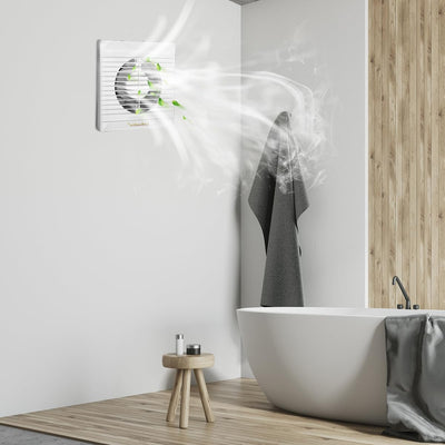 LeKaufen Badlüfter Ø 100 mm WC Lüfter mit Rückstauklappe, Abluftventilator Wandventilator Fenster Ve