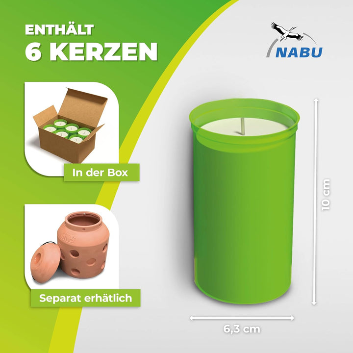 Bio Green 6er-Set Ökologische Kerzen aus Biomasse für Frostwächter „Firefly“ | ca. 42 Stunden Brennd