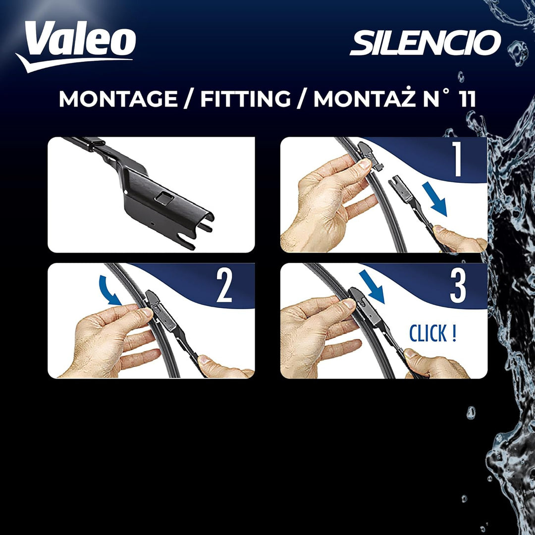 Valeo Silencio VF934 Wischerblatt 577934 Vorderansicht: 650mm / 400mm Menge Set 2 Einheiten Fahrerse