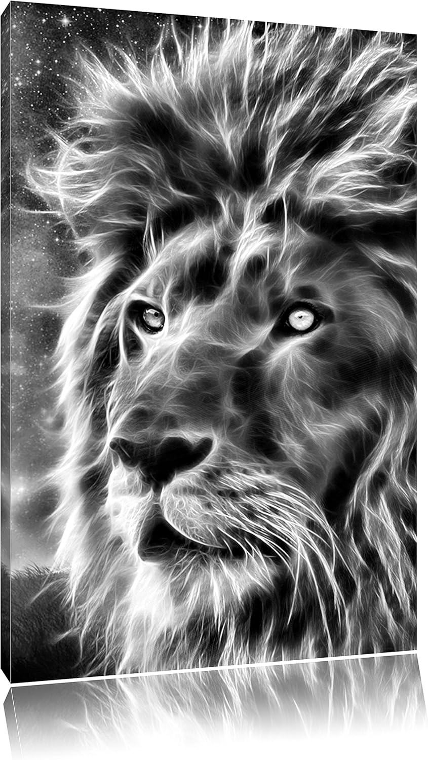Pixxprint Löwe Abstrakt Art als Leinwandbild | Grösse: 100x70 cm | Wandbild | Kunstdruck | fertig be