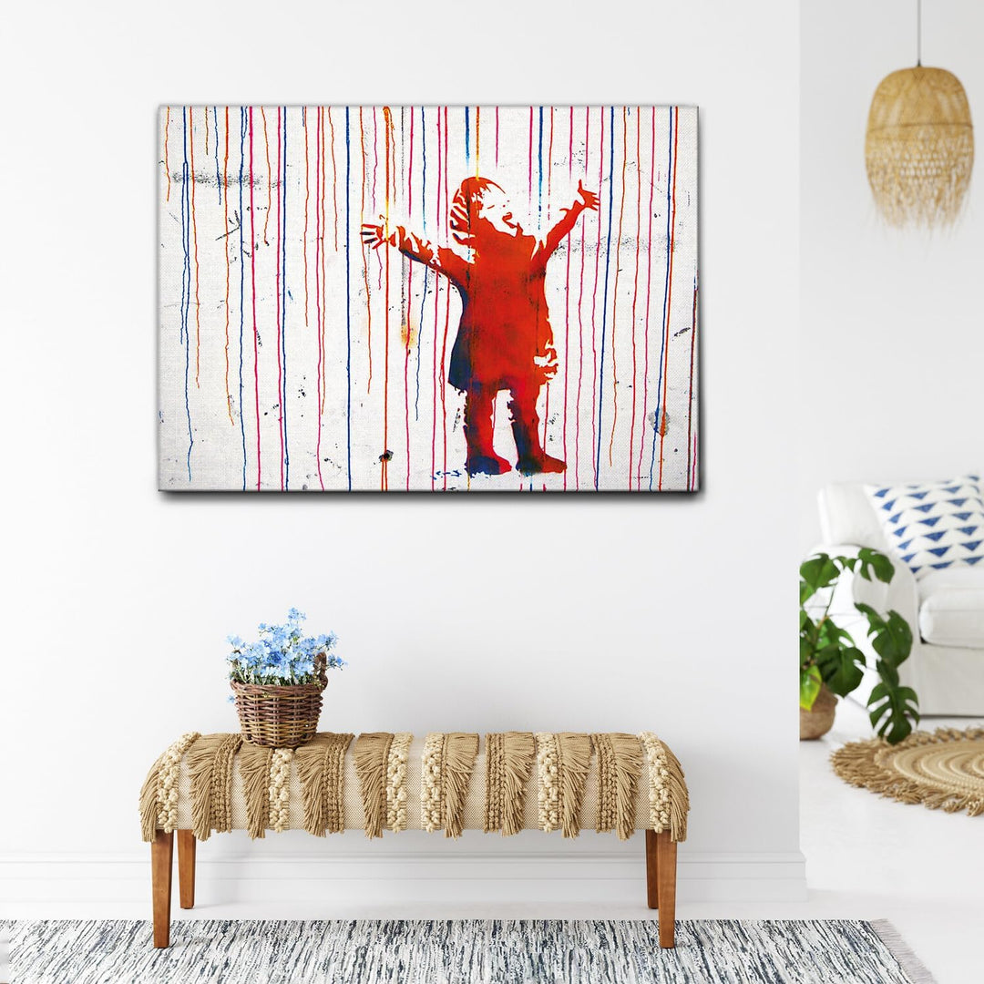 Giallobus - Bild - Druck AUF LEINWAND - Banksy - KINDERFARBE- 100 x 140 cm, 100 x 140 CM