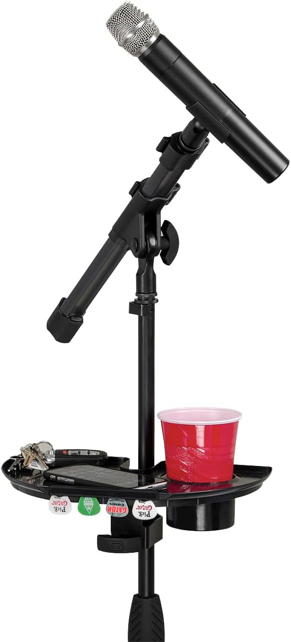 Gator Frameworks Zubehör-Ablage für Mikrofonstativ mit Getränkehalter und Plektrumhalter, 30,5 cm x