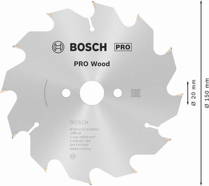 Bosch 1x PRO Wood Kreissägeblatt für Akku-Handkreissägen (für Weichholz, Hartholz, Ø mm, Professiona
