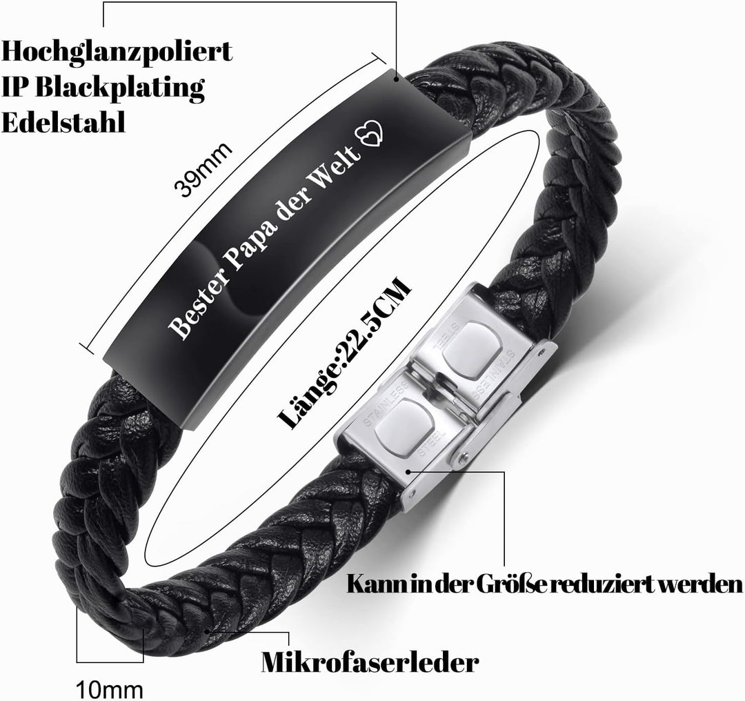 CheersLife Knotenarmband Geschenk Für Männer Braun Geflochtenes Leder Edelstahl Unendlichkeit Armbän