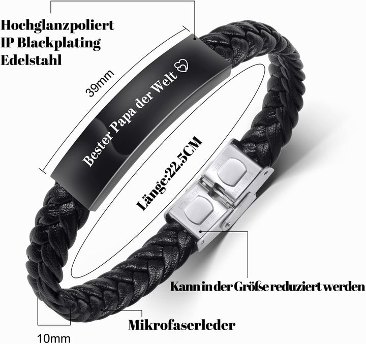 CheersLife Knotenarmband Geschenk Für Männer Braun Geflochtenes Leder Edelstahl Unendlichkeit Armbän