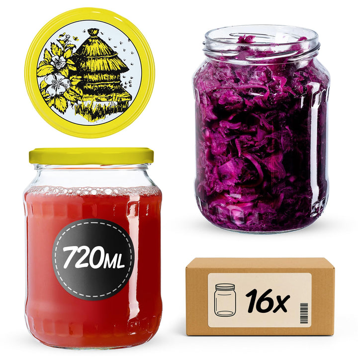 KADAX Einmachgläser, Marmeladengläser 720 ml, Einmachgläser mit Schraubdeckel, Gläser mit Schraubver