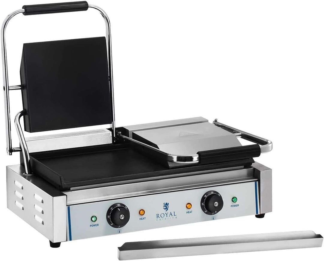 Royal Catering RCKG- 3600-F Doppel Kontaktgrill Sandwichmaker Tischgrill (Glatt, 2 x 1.800W, 300°C,