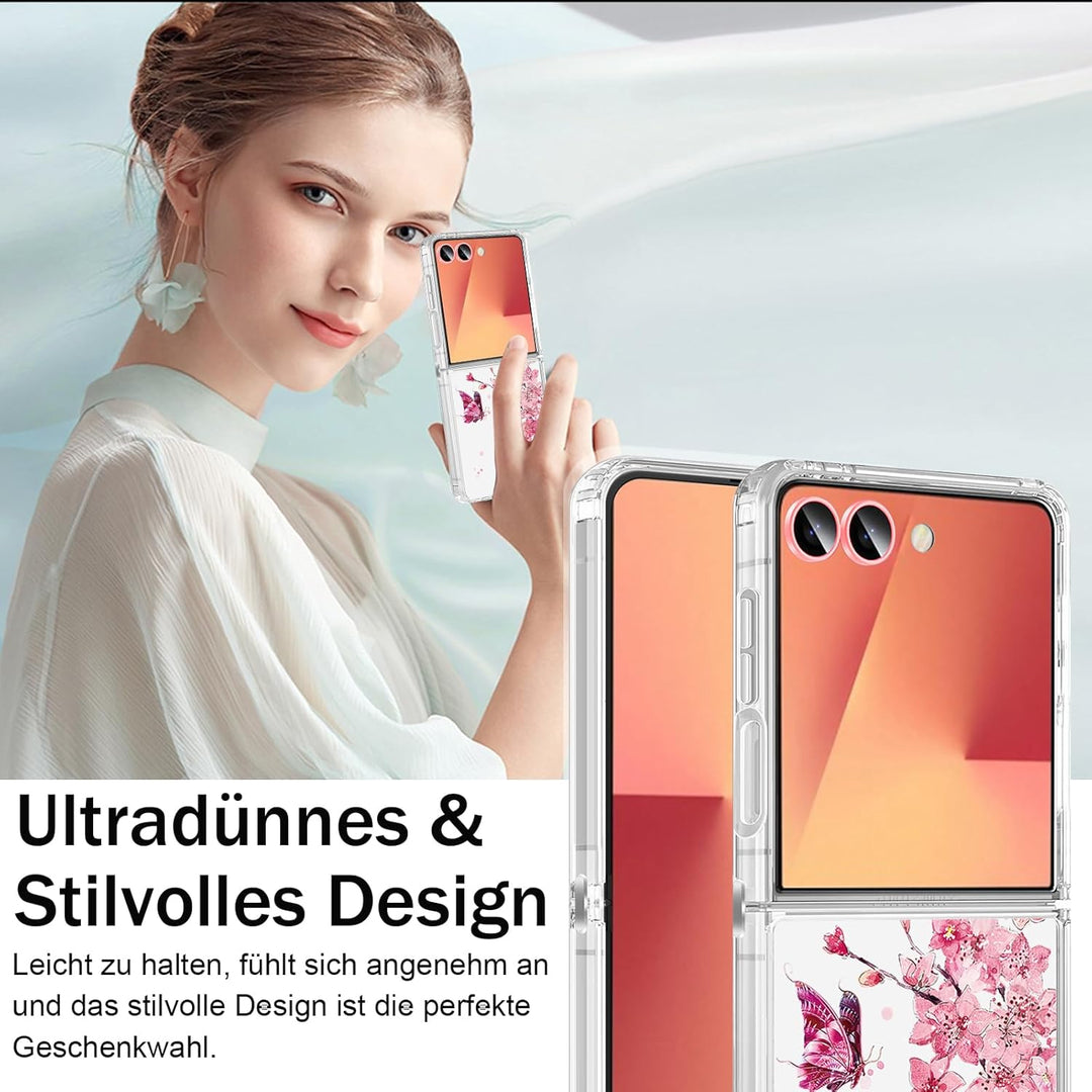 Galaxy Z Flip 7 Handyhülle für Samsung Galaxy Z Flip 7 Hülle 5G, Ultra Dünn Transparent Silikon Blum