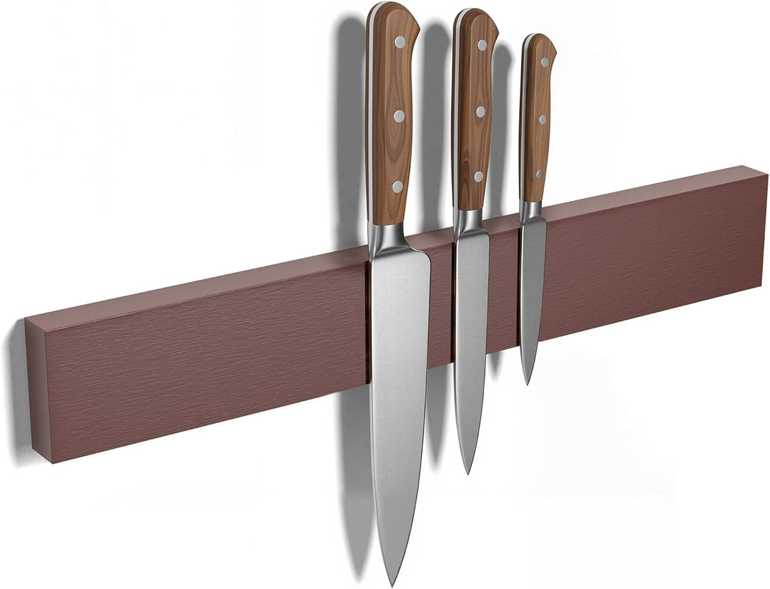 Messerblock Magnetisch 40 cm, Magnetleiste Messer aus Holz mit Supermagneten Und 2 Haken, Messerbloc