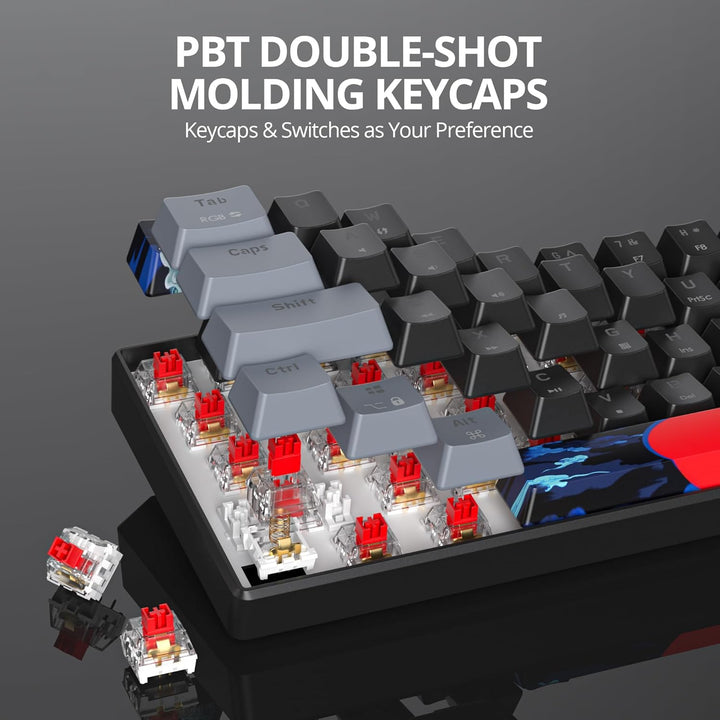 SOLIDEE Tragbare 60% mechanische Gaming-Tastatur,61 Tasten kompakte RGB Hintergrundbeleuchtung,kabel