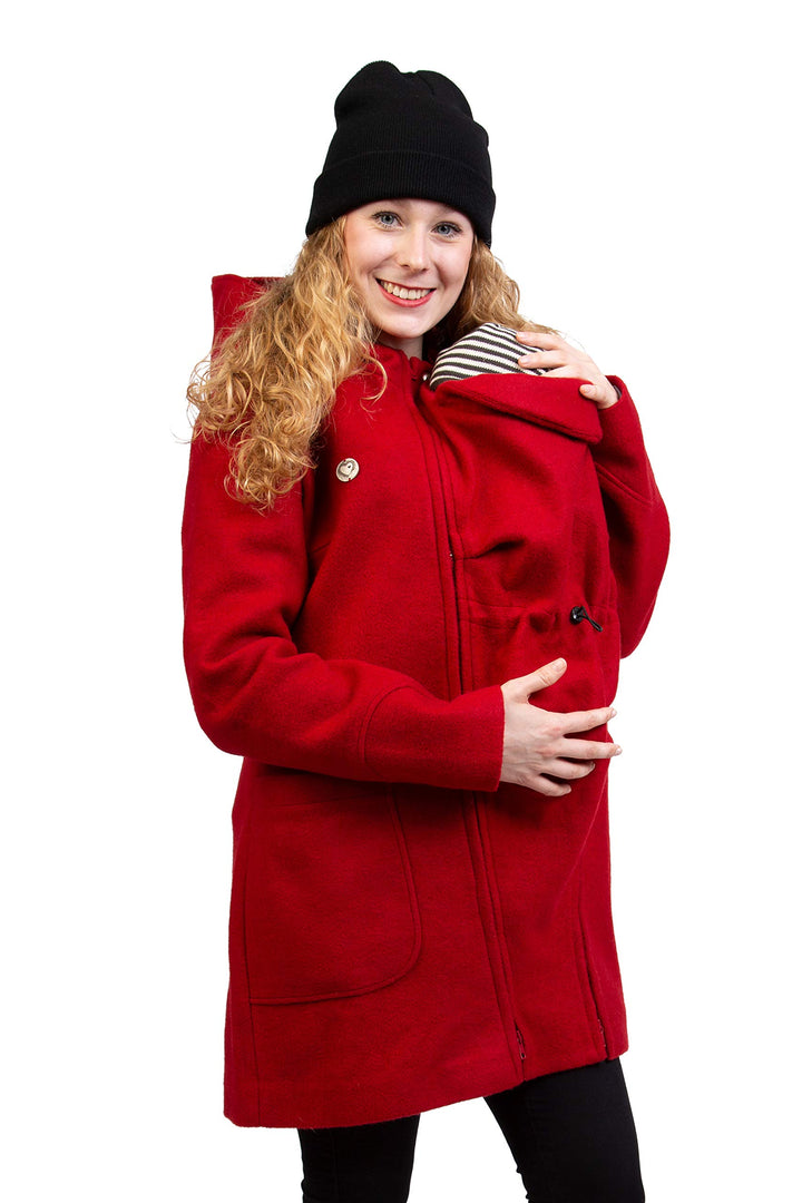 Viva la Mama - schicker Umstands- und Tragemantel für den Winter - VALENTIN M Rot - Vorn und Hinten