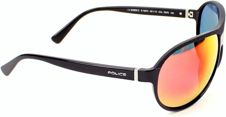 Police Sonnenbrille S1857-7EPR-66 Oval Sonnenbrille 66, Schwarz
