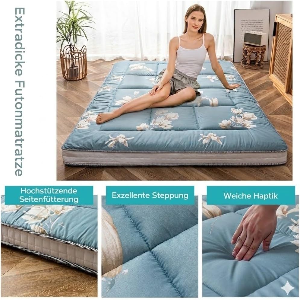 MAXYOYO Futon Matratze - gepolsterte japanische Bodenmatratze Gesteppte Klappbett Baumwolle Topper -