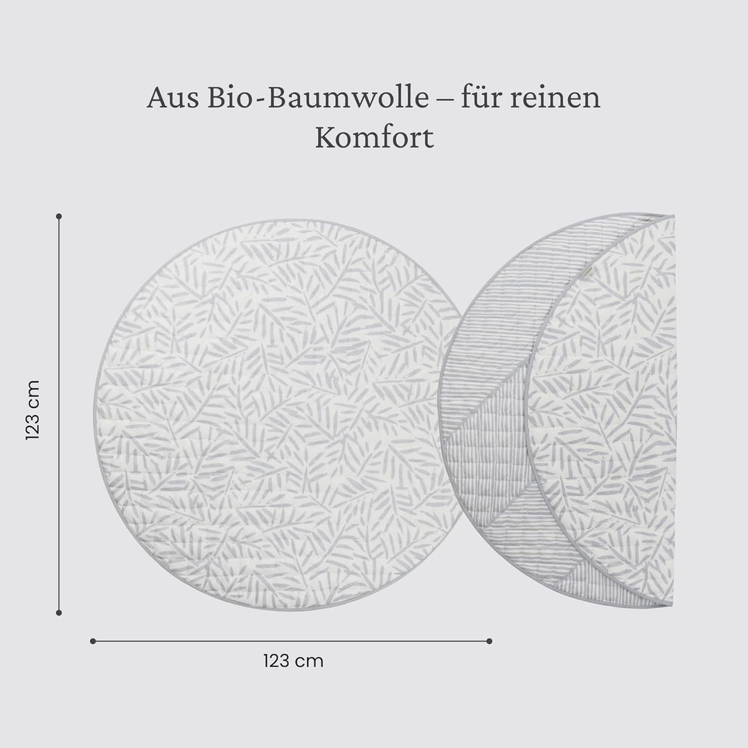 Toddlekind Krabbeldecke für Babys, Blattmuster, handgenäht, Baby-Spielmatte aus Bio-Baumwolle, 125 c