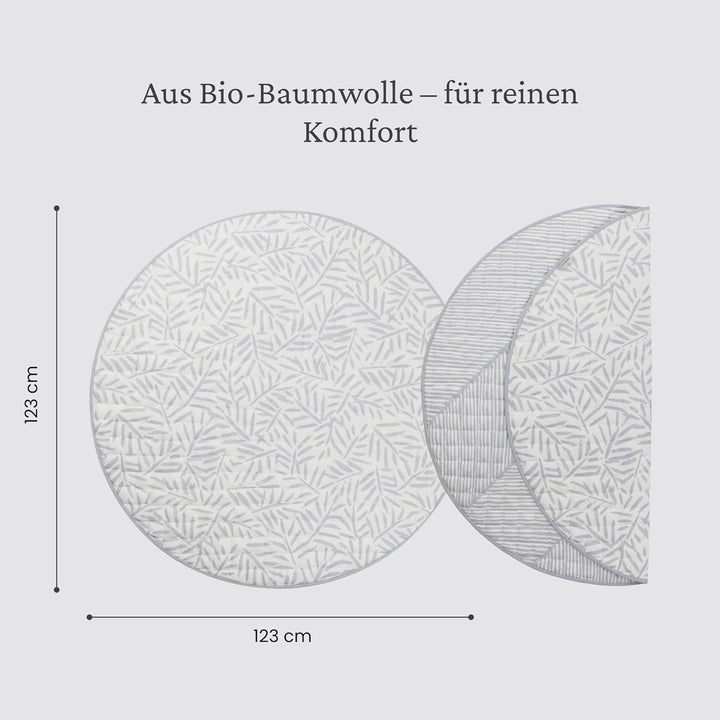 Toddlekind Krabbeldecke für Babys, Blattmuster, handgenäht, Baby-Spielmatte aus Bio-Baumwolle, 125 c