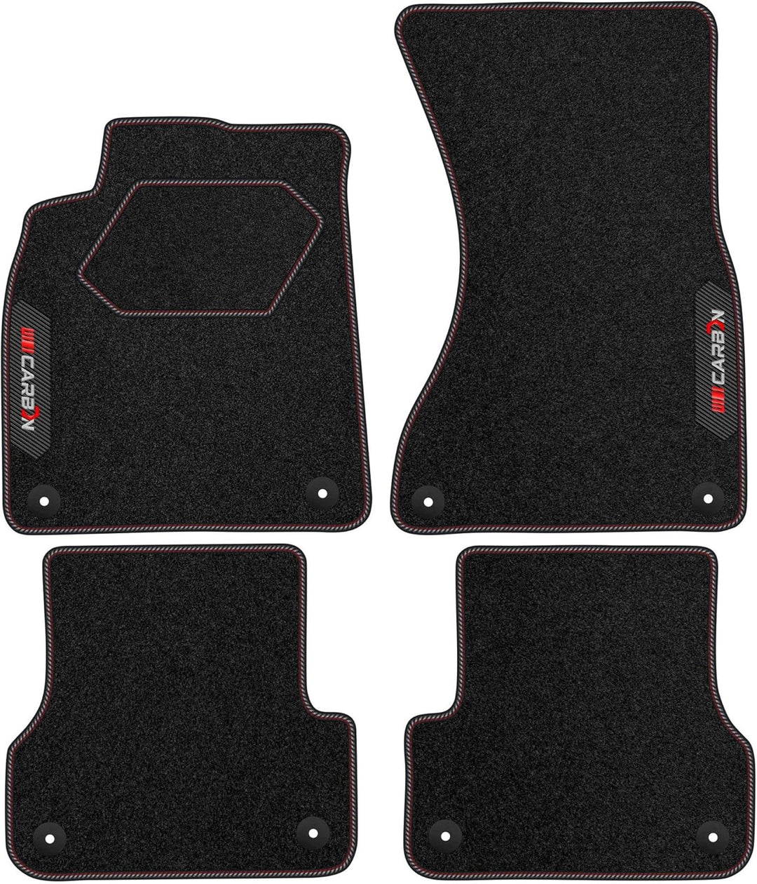M MOTOS Personalisierte Velours-Fussmatten Carbon Series für Audi A6 C7 2010-2017 - Premium, Carbon,