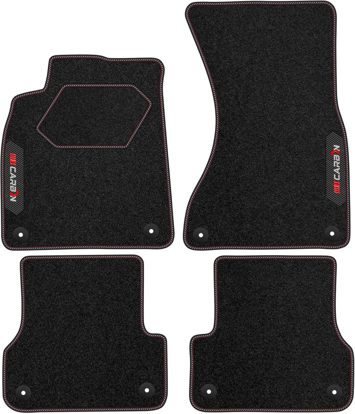 M MOTOS Personalisierte Velours-Fussmatten Carbon Series für Audi A6 C7 2010-2017 - Premium, Carbon,