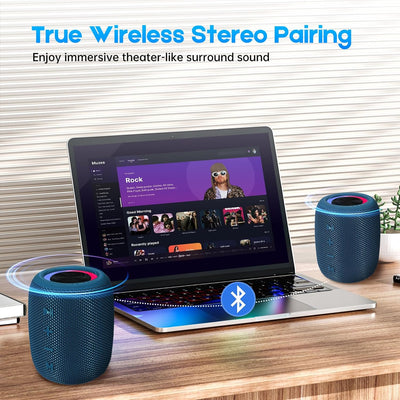 SENXINGYAN 20W Bluetooth Lautsprecher – Tragbare Musikbox mit 360° Stereo-Sound, LED-Lichtshow, IPX6