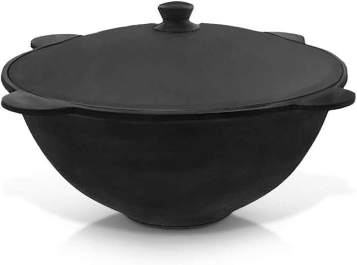 Gusseisen Kazan 22 L mit Deckel aus Aluminiumguss für Plov Usbekisch Flacher Boden Kochtopf WOK плов