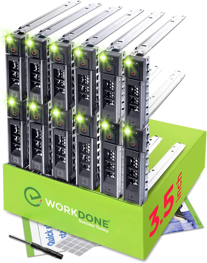 WORKDONE 12er-Pack - 3,5" Festplatten-Caddy - Kompatibel für Dell PowerEdge Server 14.-15. Gen. - mi