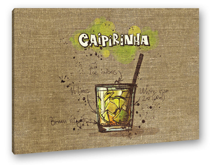 deyoli Rezept für einen Caipirinha Format: 80x60 als Leinwandbild, Motiv fertig gerahmt auf Echtholz