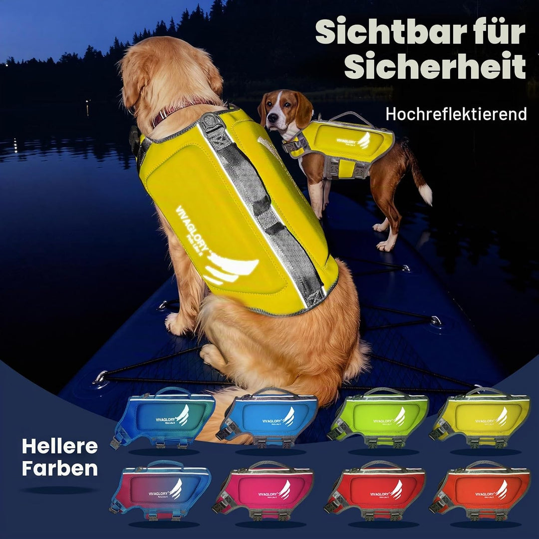 VIVAGLORY High Buoyancy Schwimmweste Hund, Rettungsweste, Hundeschwimmweste für Bootfahren, Schwimmh