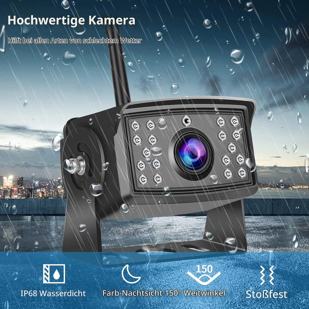 Hodozzy Digitale Kabellos Rückfahrkameras DVR Videoaufzeichnung-7 Zoll IPS Monitor AHD 2 Kameras mit