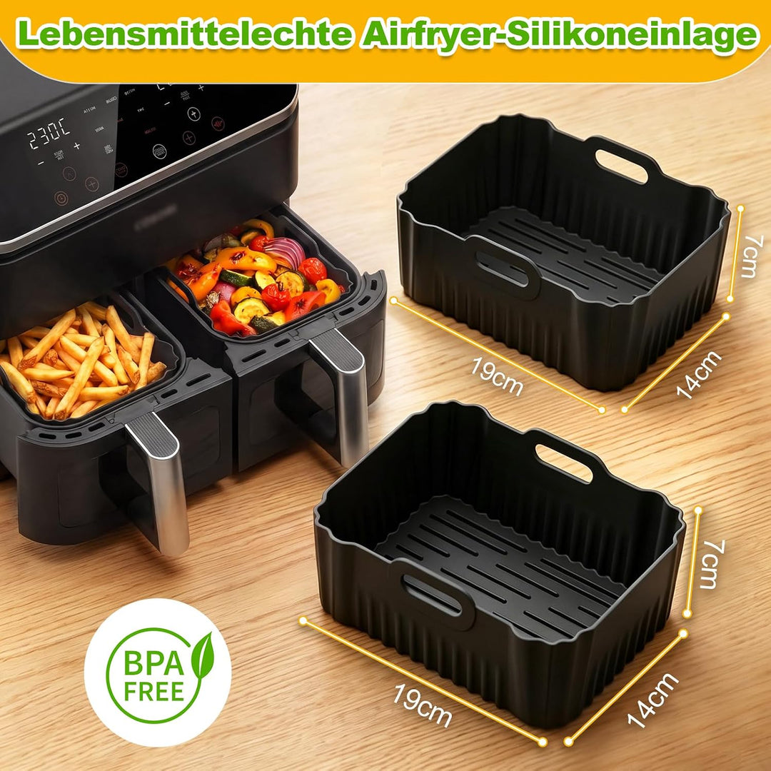 Edelstahl Grillrost Set Airfryer für COSORI 8,5L 2 Kammern, 5 Stück | Heissluftfritteuse Zubehör, Gi