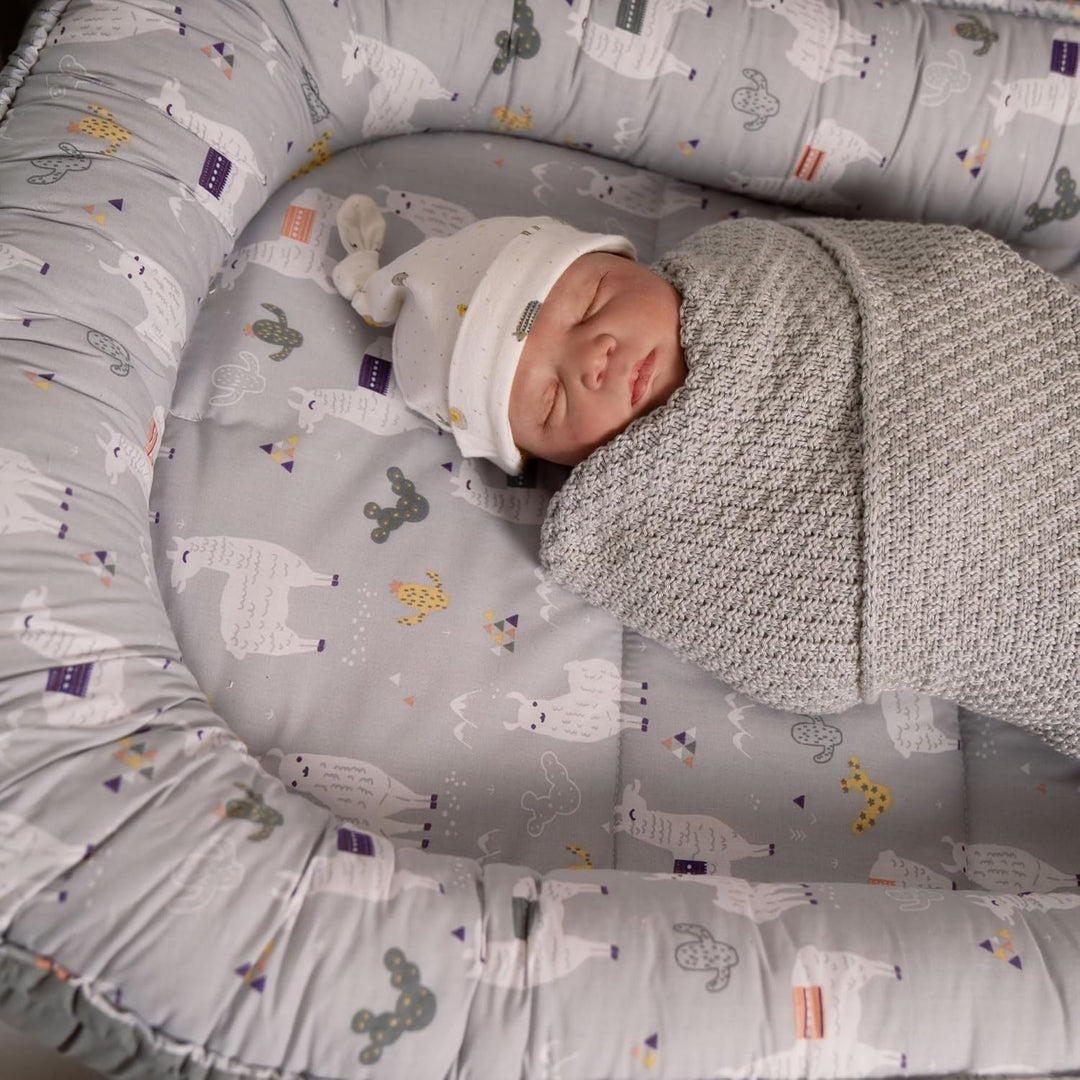 PaLulli 120x60 cm Babynest Babynestchen XXL Babykokon 2seitig 100% Baumwolle Kissen Nestchen für Bab