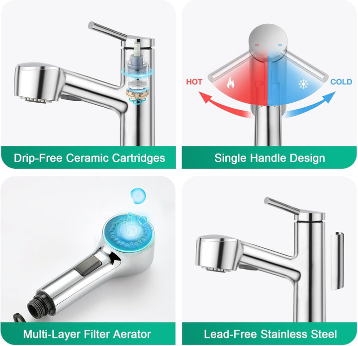 CREA Küchenarmatur Ausziehbar,Wasserhahn Küche mit 2 Strahlarten Geschirrbrause Spültischarmatur mit
