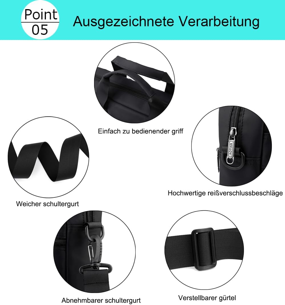 zhongningyifeng Laptoptasche 14 Zoll, Slim Computertasche für Herren Damen, Messenger Umhängetasche,
