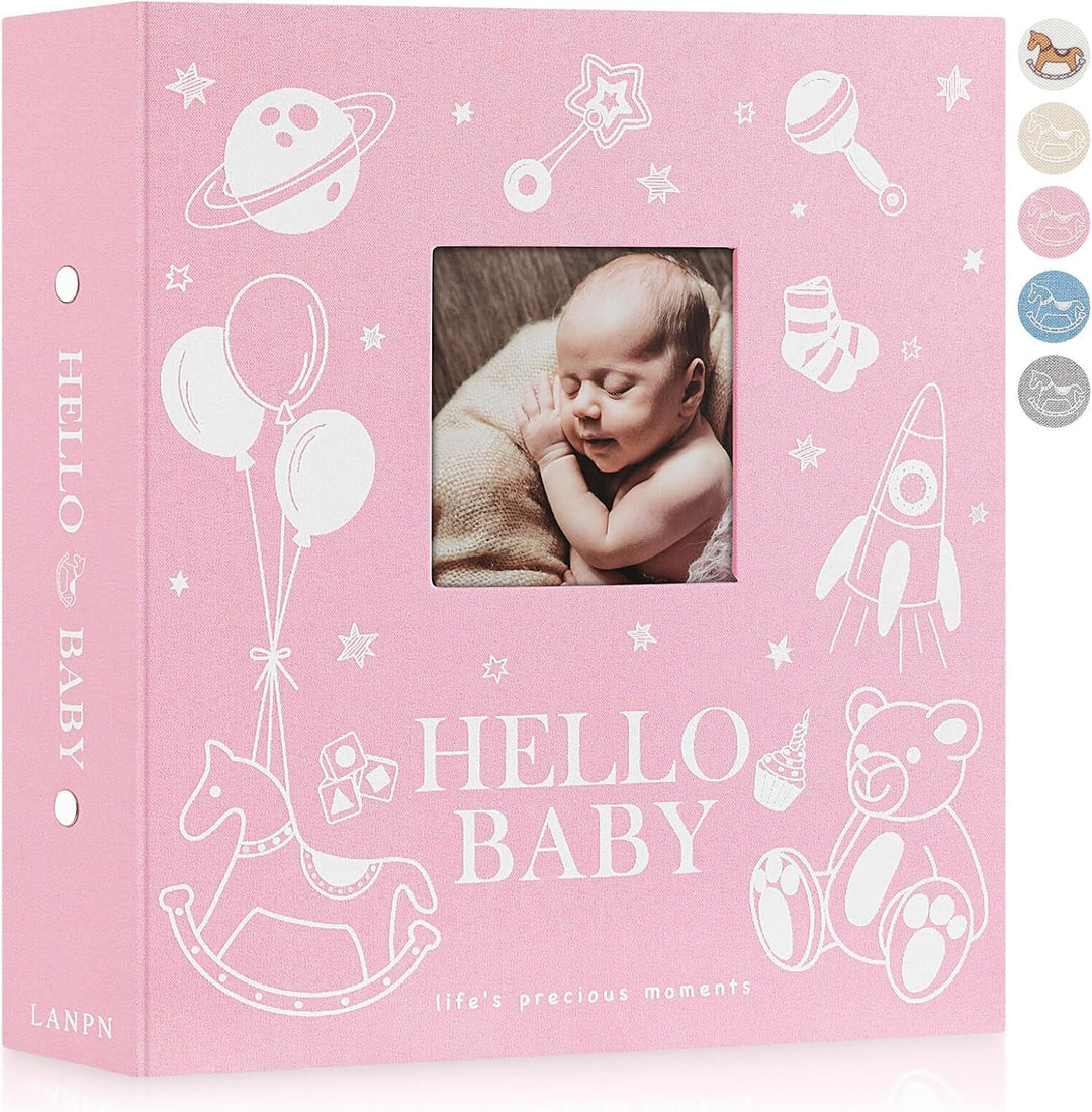 Lanpn Baby-Fotoalbum, 10 x 15 cm, 600 Taschen, Leineneinband, Fotobuch für Neugeborene, Bebe Album,