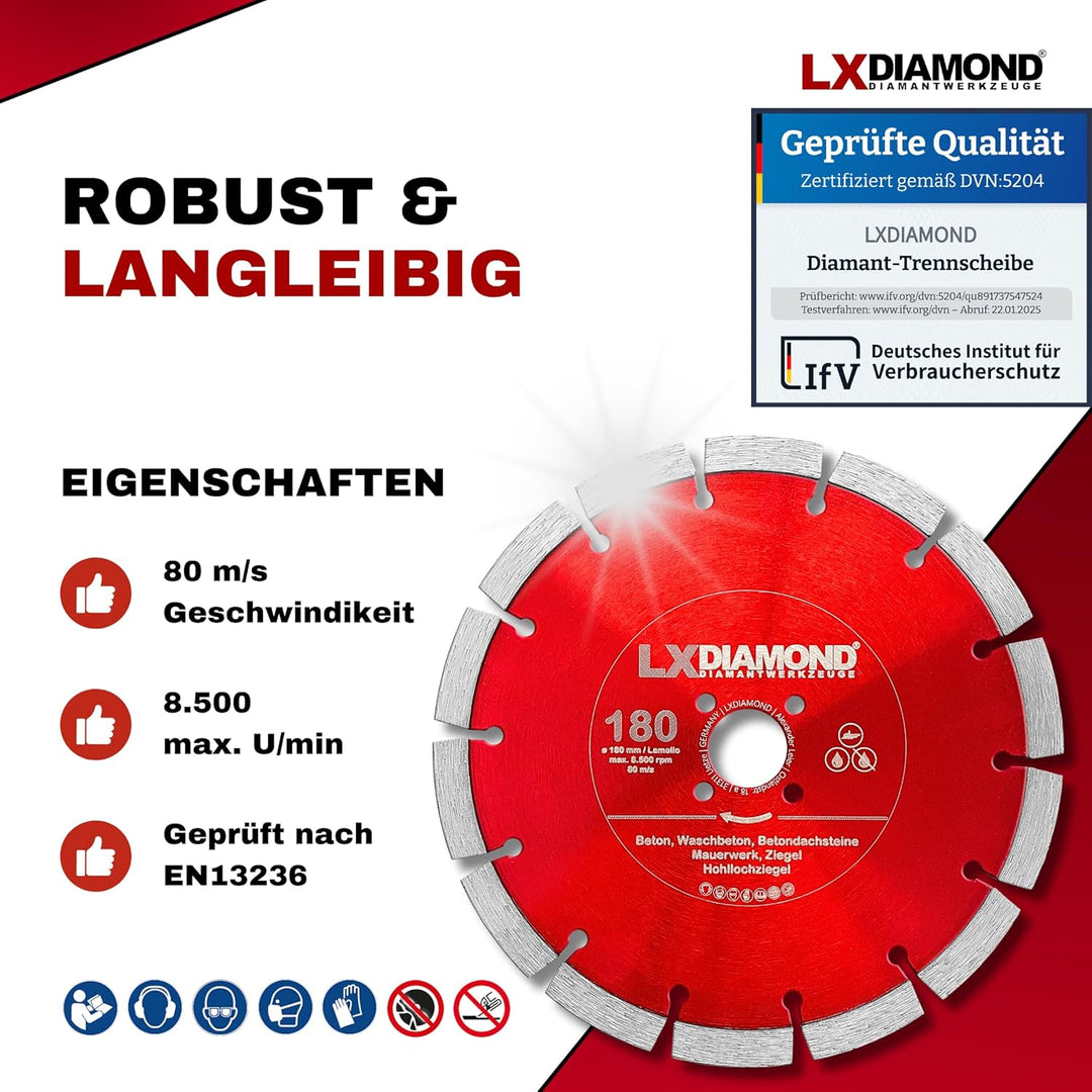 Diamant-Trennscheibe 180mm - geeignet für Beton Mauerwerk Universal - 180 mm Diamantscheibe passend