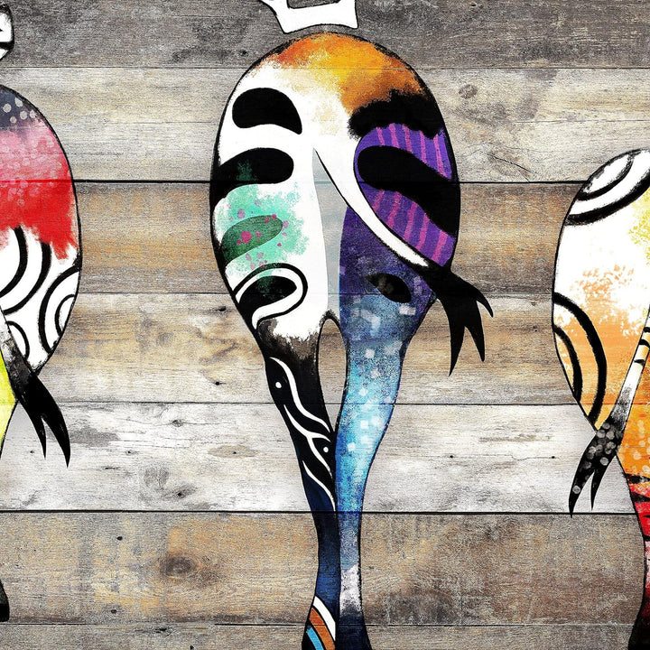 Runa Art Wandbilder Zebra 5 Teilig Bild auf Vlies Leinwand Deko Loft Wohnzimmer Streetart Beige Brau