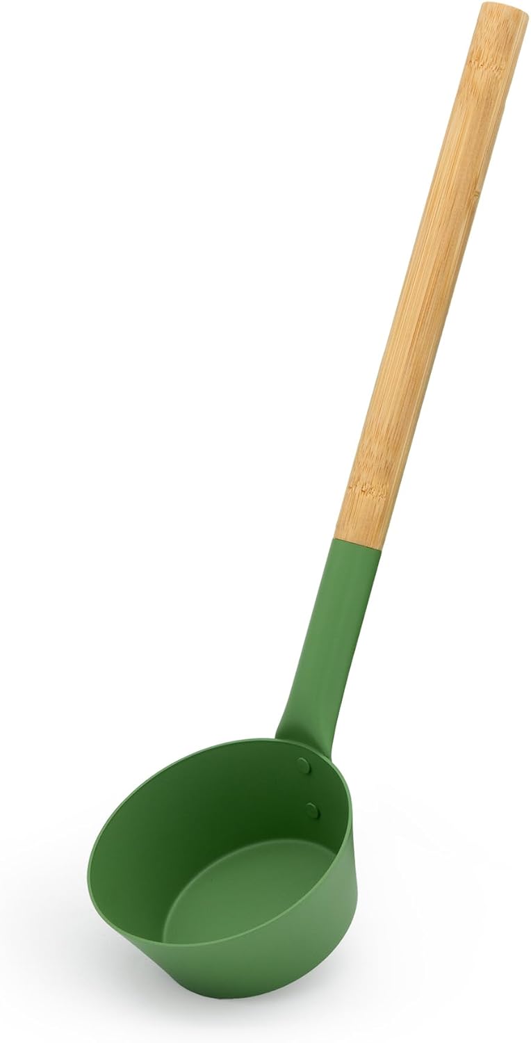 Sauna Zubehör Set: 4L Aluminium Eimer und 42cm Kelle, Bambusgriffe (Waldgrün), Waldgrün