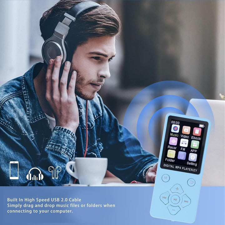 16 GB MP3-Player mit Bluetooth, HiFi-Sound, 1,8-Zoll-Bildschirm, Tragbarer Musik-Player mit Kopfhöre