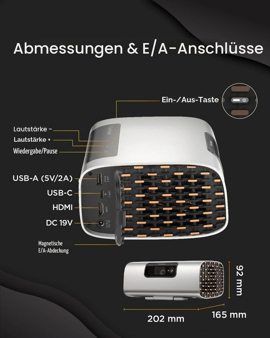 ViewSonic M10 Tragbarer RGB Laser Smart Projektor mit Harman Kardon Lautsprecher, Silber, M10