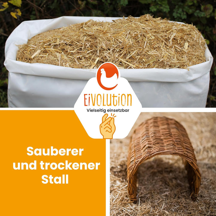 Bio Strohballen Einstreu - 13 kg - für Hühner - staubfreie saugfähige Einstreu - zerfasertes Getreid