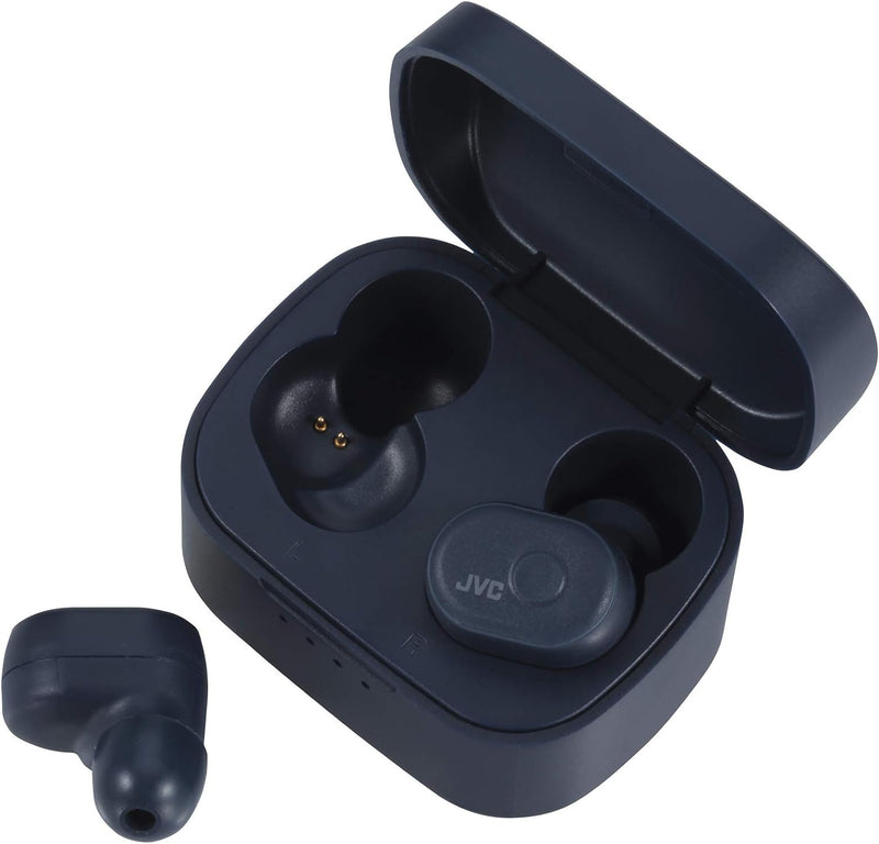 JVC HA-A10T-AU Truly Wireless In-Ear Bluetooth Kopfhörer mit Memory Foam Ohrstücken, Farbe Indigo-Bl