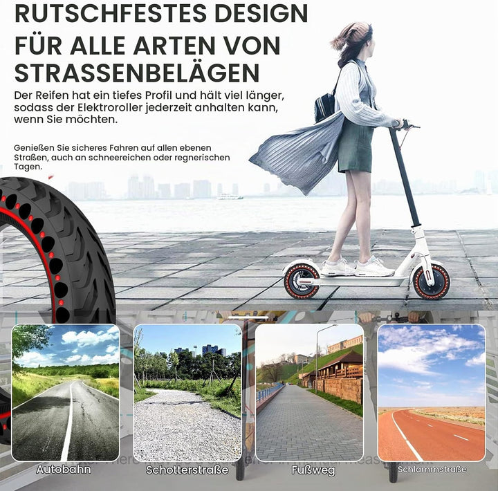 BANGTING 2 PCS 8,5 Zoll E Scooter Solid Reifen, 8 1/2 x2 Vollgummireifen, 50/75-6.1 Ersatzreifen für
