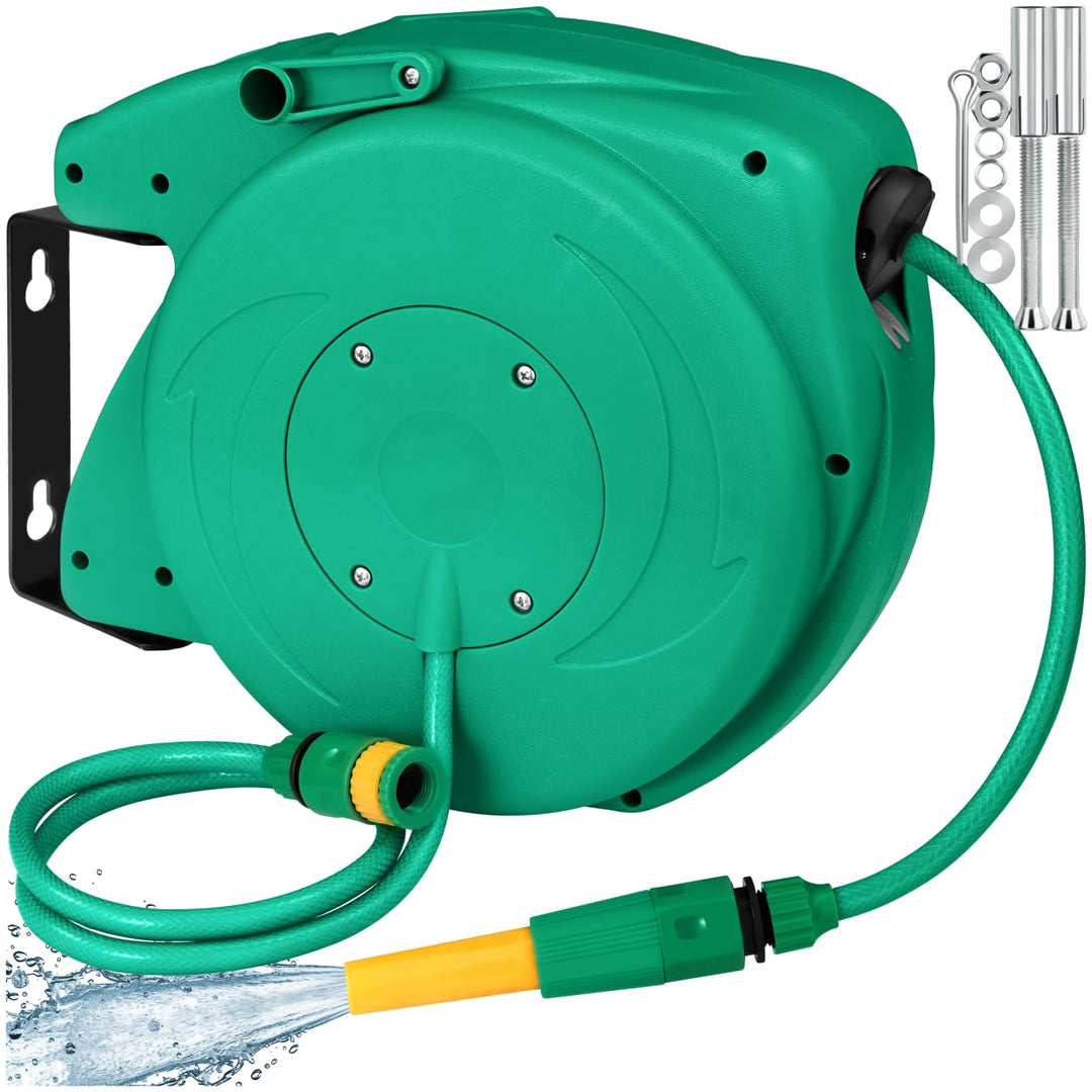 tectake® Schlauchtrommel Wandmontage, Gartenschlauch 1/2 Zoll, Wasserschlauch Aufroller, Schlauch Tr