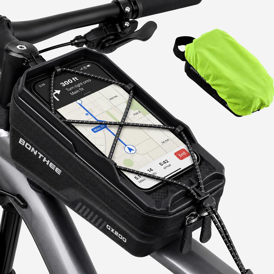 BONTHEE 1,3L Rahmentasche Fahrrad Wasserdicht mit Regenhülle – Offenes Design mit Reflektor Gummizug